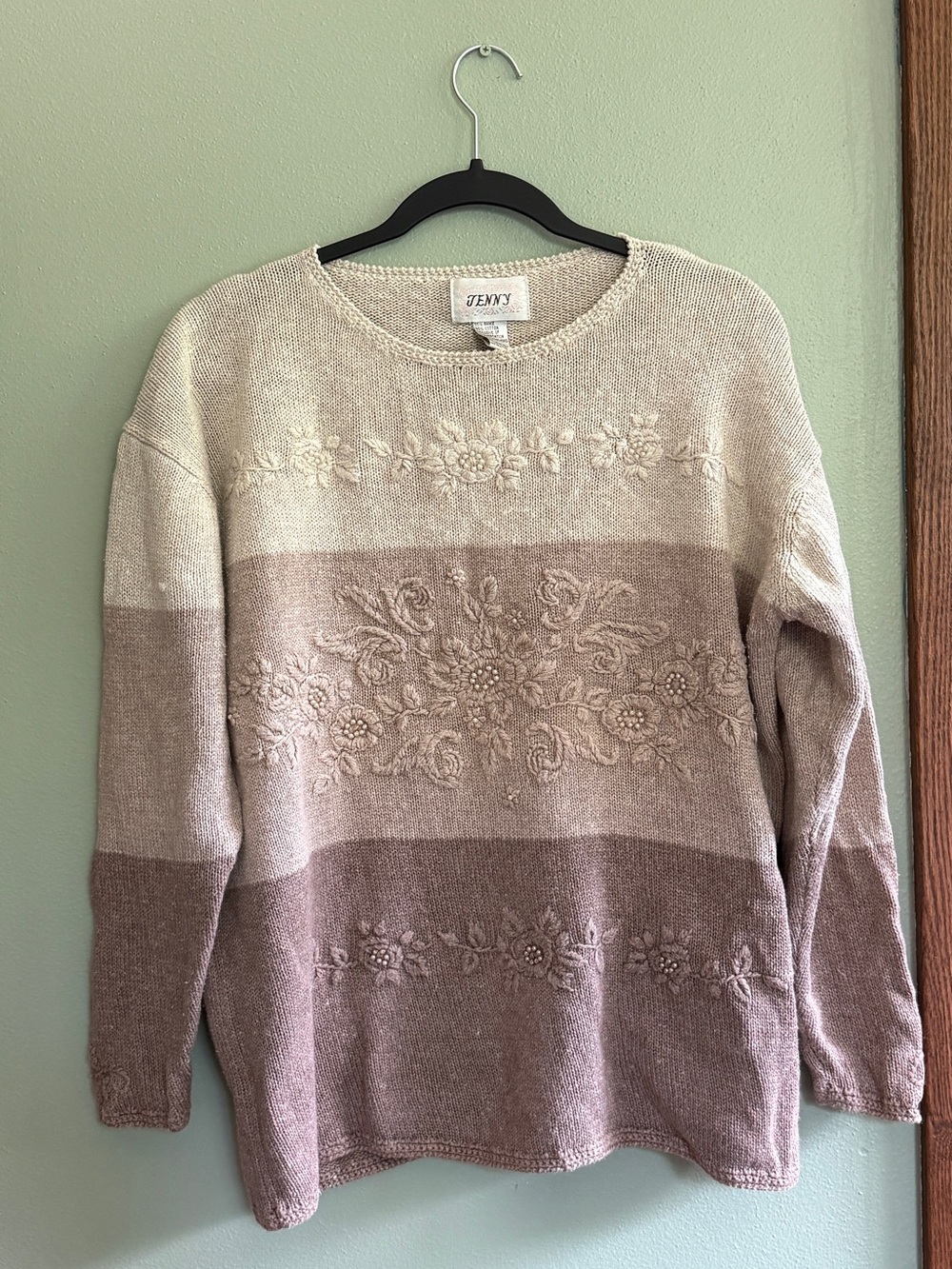 Jenny Colorblock Embroidered Sweater Women's Size Large